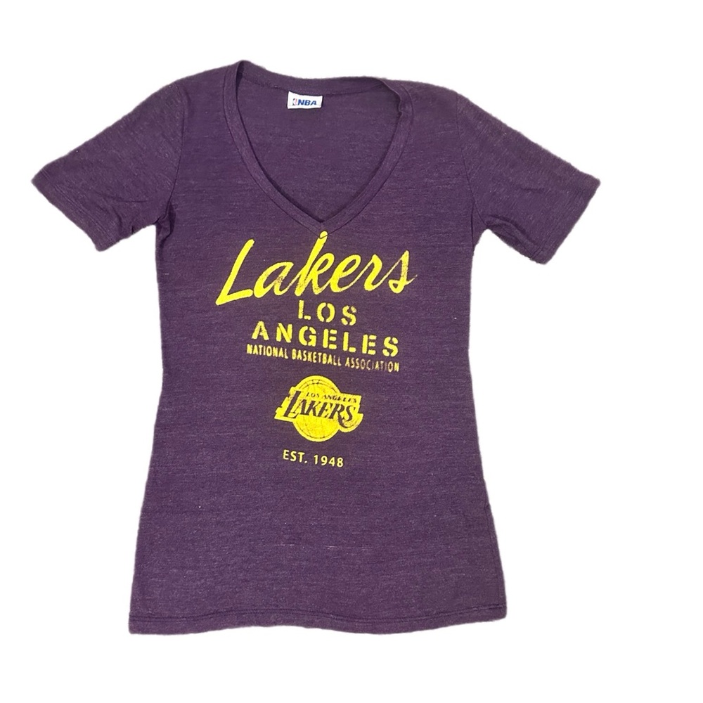 NBA Los Angeles Lakers Purple V-Neck Tee Size M